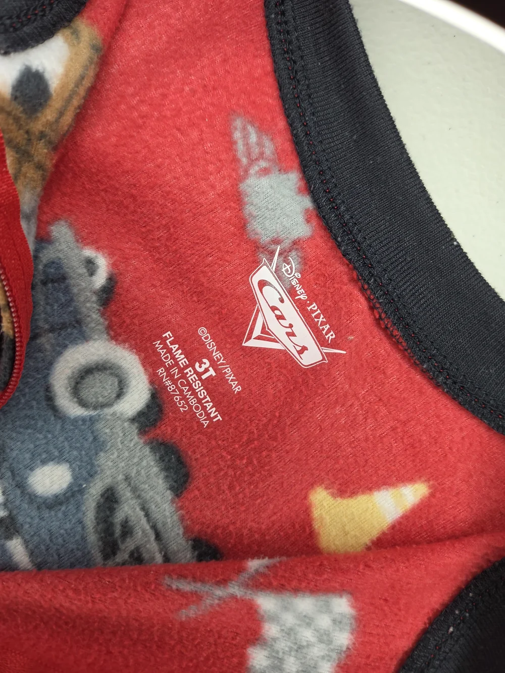 Red Kids One-Piece Fleece Pajamas with Car Print